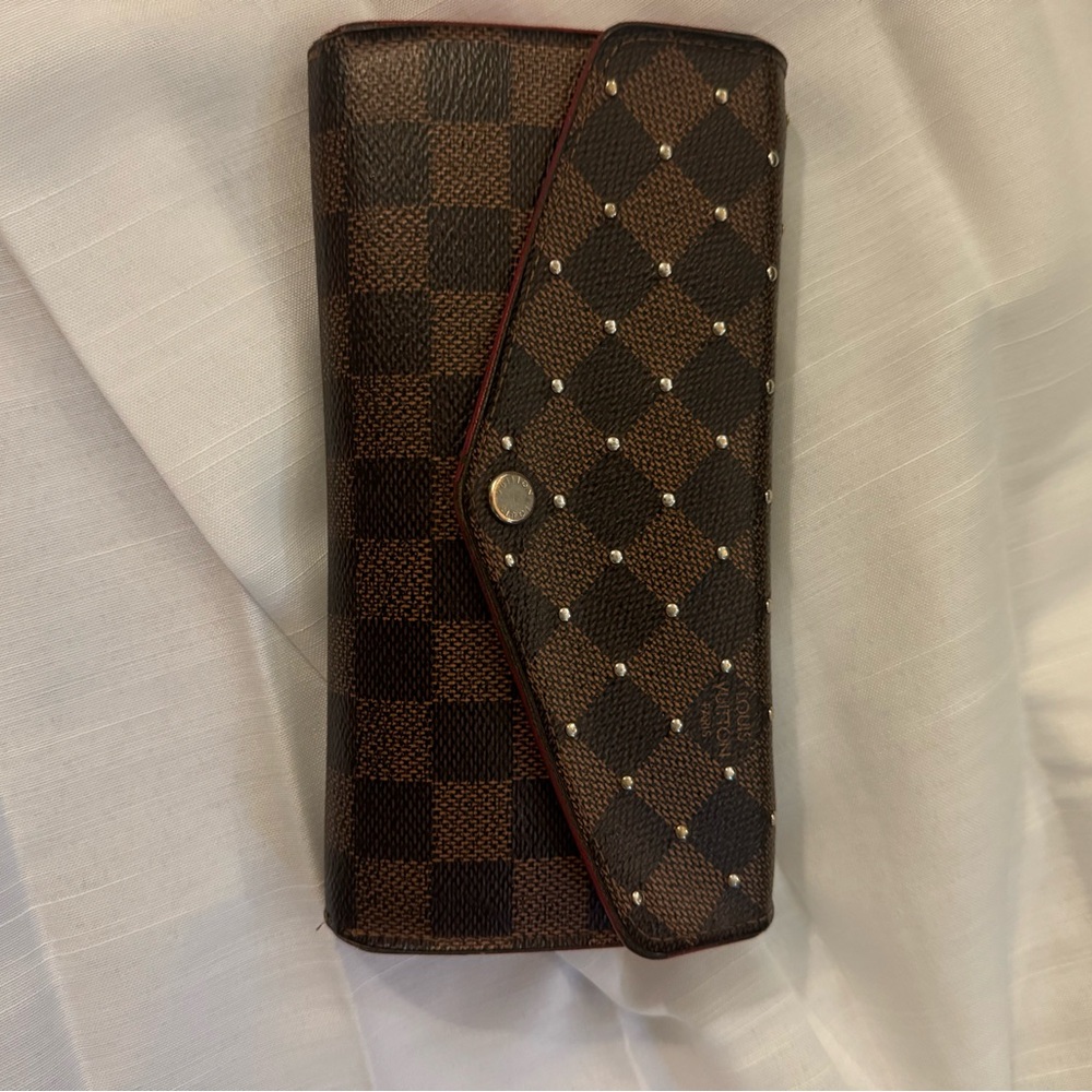 Authentic Louis Vuitton Studded Damier Sarah Wallet